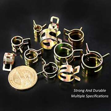 Keadic KSHC-110 110Pcs [ 11 Size ] 7mm to 17mm Spring Hose Clamp Vacuum Clamp Spring Band Type Clamps Action Fuel/Silicone Vacuum Hose Pipe Clamp Low Pressure Air Clip Clamps Fasteners Assortment Kit