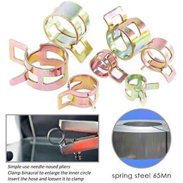 Keadic KSHC-110 110Pcs [ 11 Size ] 7mm to 17mm Spring Hose Clamp Vacuum Clamp Spring Band Type Clamps Action Fuel/Silicone Vacuum Hose Pipe Clamp Low Pressure Air Clip Clamps Fasteners Assortment Kit