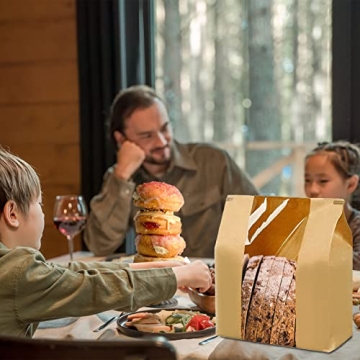 Kraft Bread Bags 100 Pack with Clear Window and Tabs