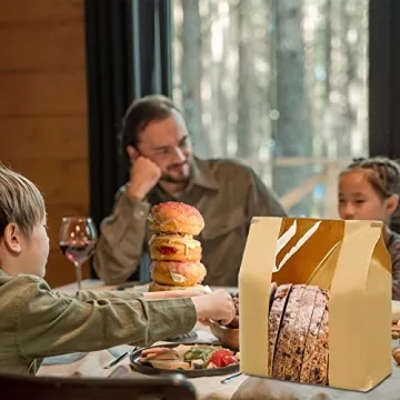 Kraft Bread Bags 100 Pack with Clear Window and Tabs