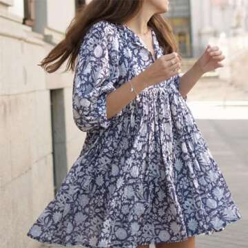Women’s Boho Floral Mini Dress for Summer Bliss