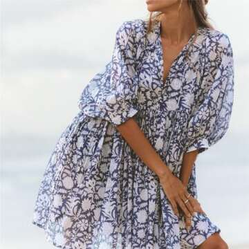 Women’s Boho Floral Mini Dress for Summer Bliss