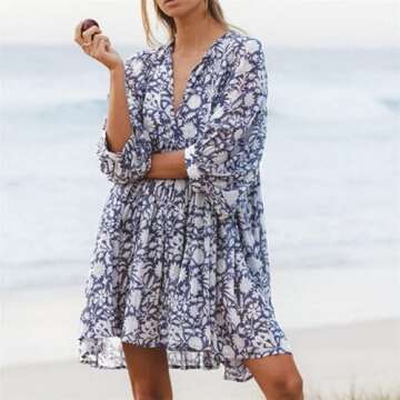 Women’s Boho Floral Mini Dress for Summer Bliss