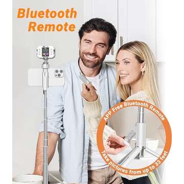 KraftGeek 33" Selfie Stick Tripod for iPhone and Android, Wireless Remote, Extendable Phone Tripod Stand, 1/4" Screw Mount for Light/Go Pro, Anti-Shake Premium Portable Travel Tripod Cell Phone Stand