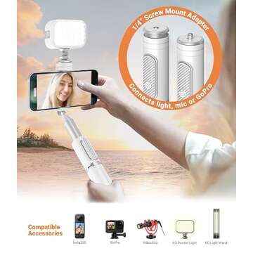 KraftGeek 33" Selfie Stick Tripod for iPhone and Android, Wireless Remote, Extendable Phone Tripod Stand, 1/4" Screw Mount for Light/Go Pro, Anti-Shake Premium Portable Travel Tripod Cell Phone Stand