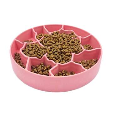 FLYINGSEA 8 Inch Slow Feeder Bowl, Bamboo Fiber Polypropylene, Anti-Gulping Design for Dogs & Cats, 2.5 Cup Capacity
