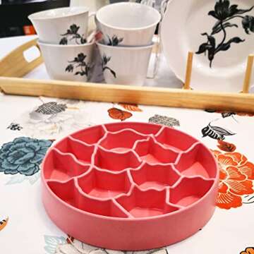 FLYINGSEA 8 Inch Slow Feeder Bowl, Bamboo Fiber Polypropylene, Anti-Gulping Design for Dogs & Cats, 2.5 Cup Capacity