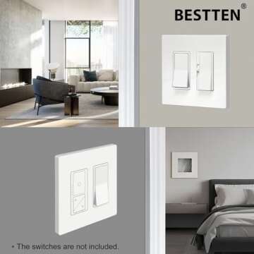 BESTTEN 2 Gang Screwless Wall Plate, 10 Pack, USWP4 Off White Series, Decorative Outlet Cover, H4.69...