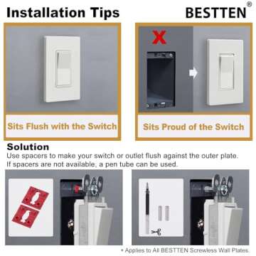 BESTTEN 2 Gang Screwless Wall Plate 10 Pack