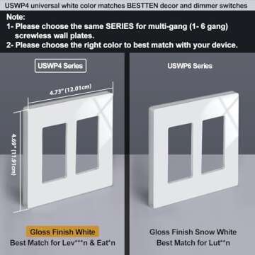 BESTTEN 2 Gang Screwless Wall Plate 10 Pack