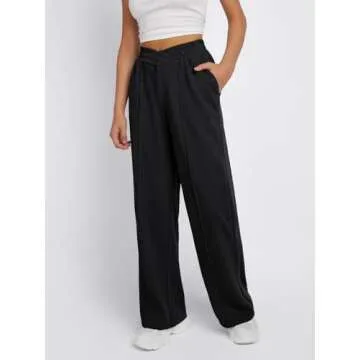Trendy Queen Wide Leg Sweatpants Women Fashion High Waisted Athletic Joggers with Pockets 2025