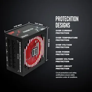 POINWER 850W Power Supply with RGB Fan for Gamers