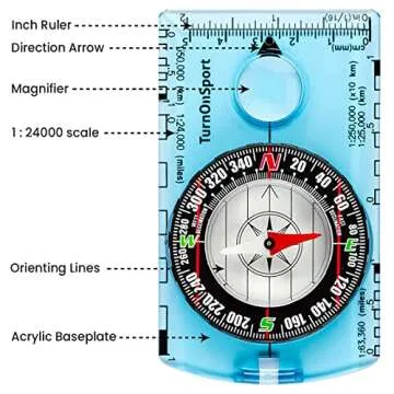 Orienteering Compass Hiking Backpacking Compass | Advanced Scout Compass Camping Navigation - Boy Scout Compass for Kids | Professional Field Compass for Map Reading - Best TurnOnSport Survival Gifts