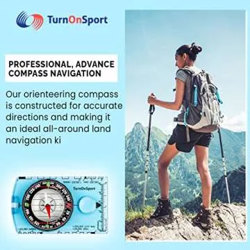 Orienteering Compass Hiking Backpacking Compass | Advanced Scout Compass Camping Navigation - Boy Scout Compass for Kids | Professional Field Compass for Map Reading - Best TurnOnSport Survival Gifts