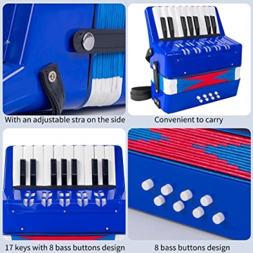 LOTKEY 17 Keys Beginner Accordion for Kids Music Learning