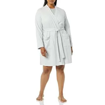 Amazon Essentials Women's Lightweight Waffle Mid-Length Robe (Available in Plus Size), Light Grey, Large