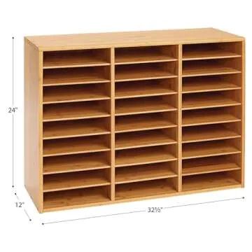 Really Good Stuff Bamboo Mail Center - 27 Compartments for Classroom and Office Organization