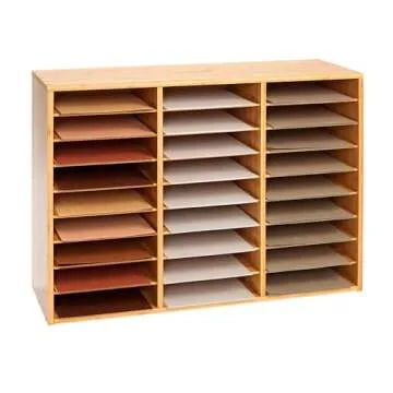 Really Good Stuff Bamboo Mail Center - 27 Compartments for Classroom and Office Organization