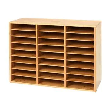 Really Good Stuff Bamboo Mail Center - 27 Compartments for Classroom and Office Organization