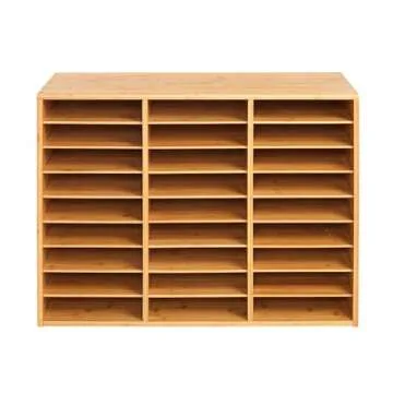 Really Good Stuff Bamboo Mail Center - 27 Compartments for Classroom and Office Organization