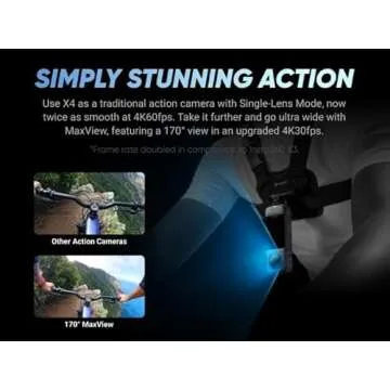 Insta360 X4 Basic Bundle-8K Waterproof 360 Action Camera with 1/2" 48MP Sensors, 8K 360 HDR Video, 72MP 360 Photo, 4K Single-Lens |Bundle Includes Selfie Stick, Lens Cap (128GB)