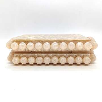 CUXVA Acrylic Clutch Purse for Women with Marbling Nude Evening Crossbody Bag with Glitter Beads for Wedding Christmas Cocktail Party