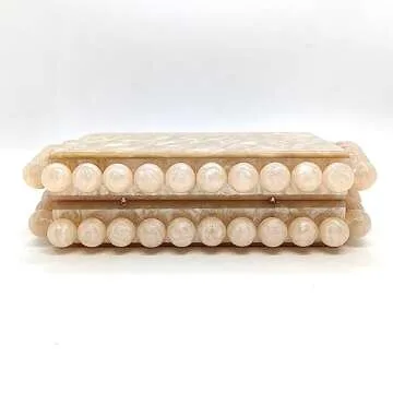 CUXVA Acrylic Clutch Purse for Women with Marbling Nude Evening Crossbody Bag with Glitter Beads for Wedding Christmas Cocktail Party