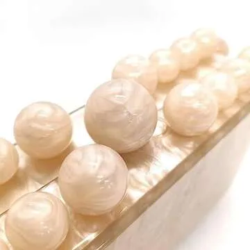 CUXVA Acrylic Clutch Purse for Women with Marbling Nude Evening Crossbody Bag with Glitter Beads for Wedding Christmas Cocktail Party