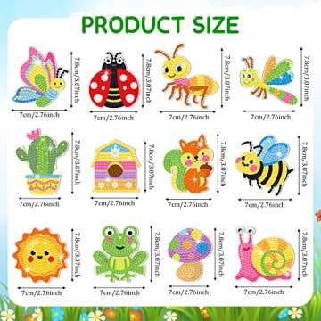 24 Pcs Spring Diamond Painting Kits for Kids 5d Diamond Painting Keychains Art by Numbers Gem Animal Bee Frog DIY Craft Tags Creative Easter Ornament Spring Decor for Kids Adults