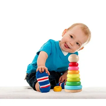 GEMEM Wooden Rainbow Stacker Toddler Learning Toy
