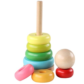 GEMEM Wooden Rainbow Stacker Toddler Learning Toy