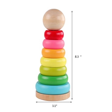 GEMEM Wooden Rainbow Stacker Toddler Learning Toy