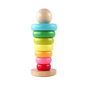 GEMEM Wooden Rainbow Stacker Toddler Learning Toy