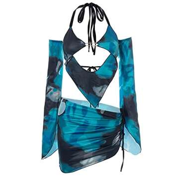 Stylish Y2K Women Print Two Piece Skirt Set for Summer