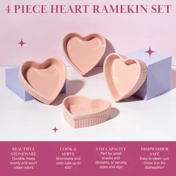 Paris Hilton Heart Shaped Ramekin Set - Stylish Baking Dishes