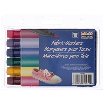 Uchida Fabric Marker Broad Tip 6/Pkg - Bright Colors for Artistic Play