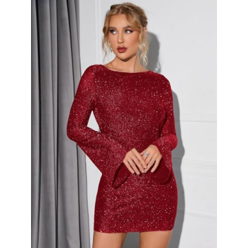 Dazzling EYNMIN Sparkly Backless Tie Mini Dress