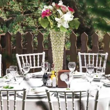 Kehail 2-Pack 18.5" Tall Gold Vases, Engraved Crystal Trumpet Vase, Gorgeous Centerpiece Flower Stand for Wedding Party Anniversary Birthday Home Decor