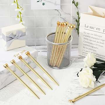 Chinco 12 Pieces Valentine‘s Day Heart Shaped Pens Black Ink Retractable Metal Decorative Cute Pens Heart Ballpoint for Valentines Party Favor Women Wedding Bridal Shower Gifts(Gold)