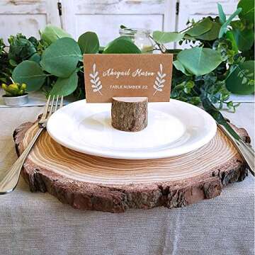 Supla 50 Pcs Kraft Brown Paper Place Cards White Laurel Leaves Christmas Rustic Wedding Table Name Number Blank Table Tent Cards Table Name Tags Table Card Seating Cards Buffet Table Cards
