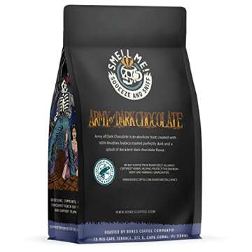 Bones Coffee Army Of Dark Chocolate Flavored Coffee - Dark Roast Whole Bean Coffee