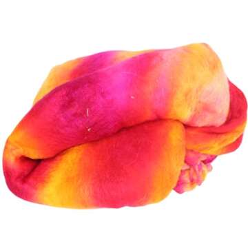 Mulberry silk - A grade - 100 GR - Mulberry Cocoon sheet - Silk Filament Sheet - Mulberry Silk Brick - hand dyed - pink yellow silk fibers - needle felting - wet felting - spinning - knitting - sewing