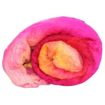 Mulberry silk - A grade - 100 GR - Mulberry Cocoon sheet - Silk Filament Sheet - Mulberry Silk Brick - hand dyed - pink yellow silk fibers - needle felting - wet felting - spinning - knitting - sewing