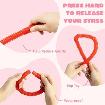 JOYIN 28 Packs Valentines Cards with Pop Tubes for Kids, Pop Tubes with Gift Cards Set, Stretchy Stress Relief Fidget Toys for Kids Classroom Valentine's Day Party Favors Classroom Gifts