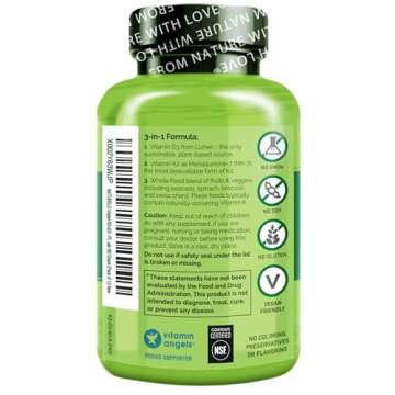 NATURELO Vitamin D3 K2 - Vegan K2+D3 with Plant Based D3 from Lichen - Natural D3 Supplement for Imm...