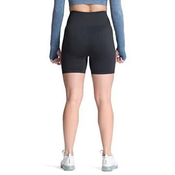 Aoxjox Seamless Workout Biker Shorts for Women High Waisted Exercise Athletic Gym Booty Running Yoga Short 5" (Vital Black Marl, Medium)