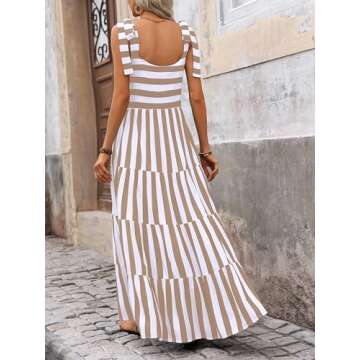 PRETTYGARDEN Summer Striped Sleeveless Maxi Dress