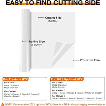 HTVRONT Heat Transfer Vinyl White HTV Rolls - 12" x 20ft White Iron on Vinyl for All Cutter Machine, White HTV Vinyl for Shirts - Easy to Cut & Weed for Heat Vinyl Design