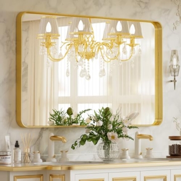 Gorgeous 24x32 Inch VooBang Gold Bathroom Mirror with Round Corners