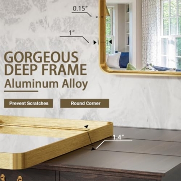 VooBang Gold Bathroom Mirror 24x32 Inch with Round Corners